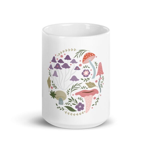 Mushroom Circle Design White glossy mug - Image 4