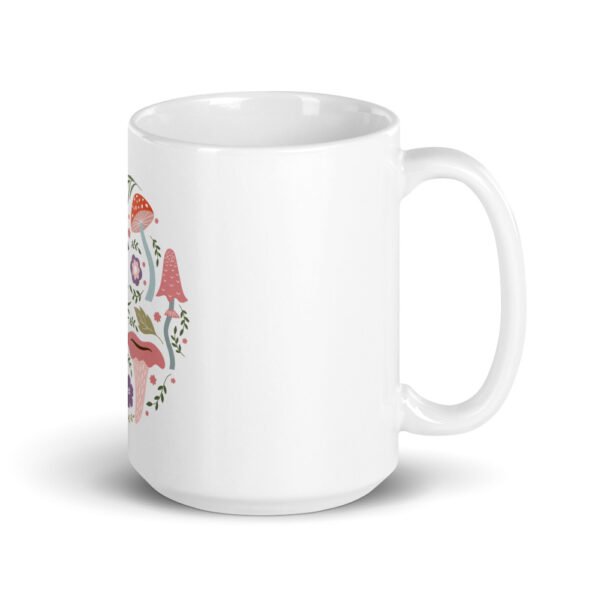 Mushroom Circle Design White glossy mug - Image 3